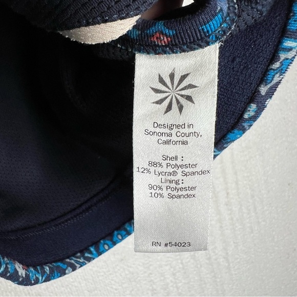 Athleta Blue Paisley Floral Print Racerback Padded Sports Bra Size XS - Picture 4 of 7